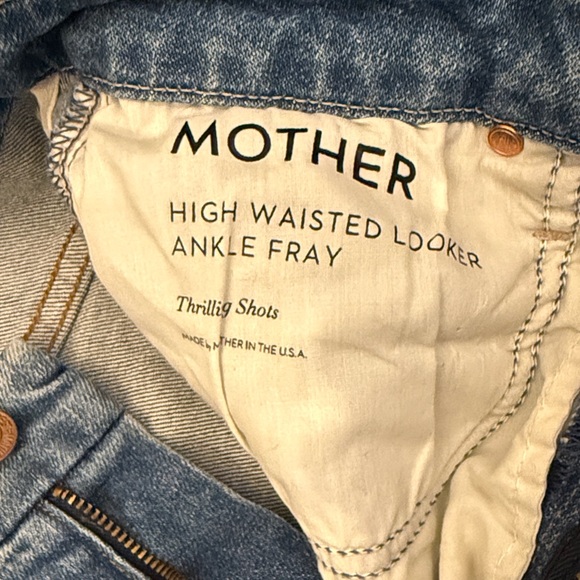 MOTHER Light Blue Distressed high waisted looker ankle fray Skinny Jeans - Picture 4 of 7